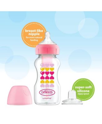 Baby Anti-Colic Options+ Wide-Neck Baby Bottle to Sippy Bottle, 9oz, 2 pack, Pink