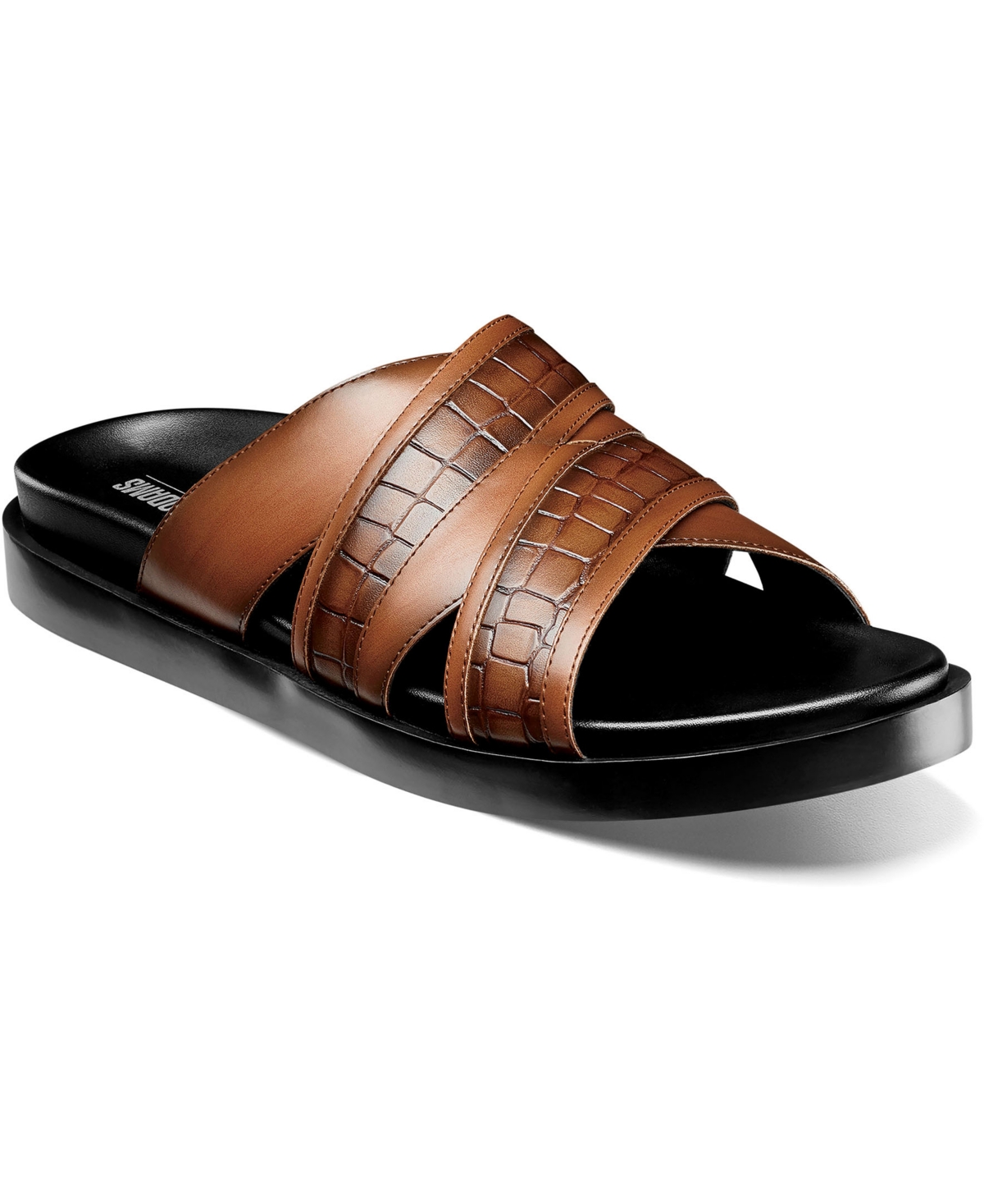 Stacy Adams Men's Mondo Open Toe Slide Sandals In Cognac