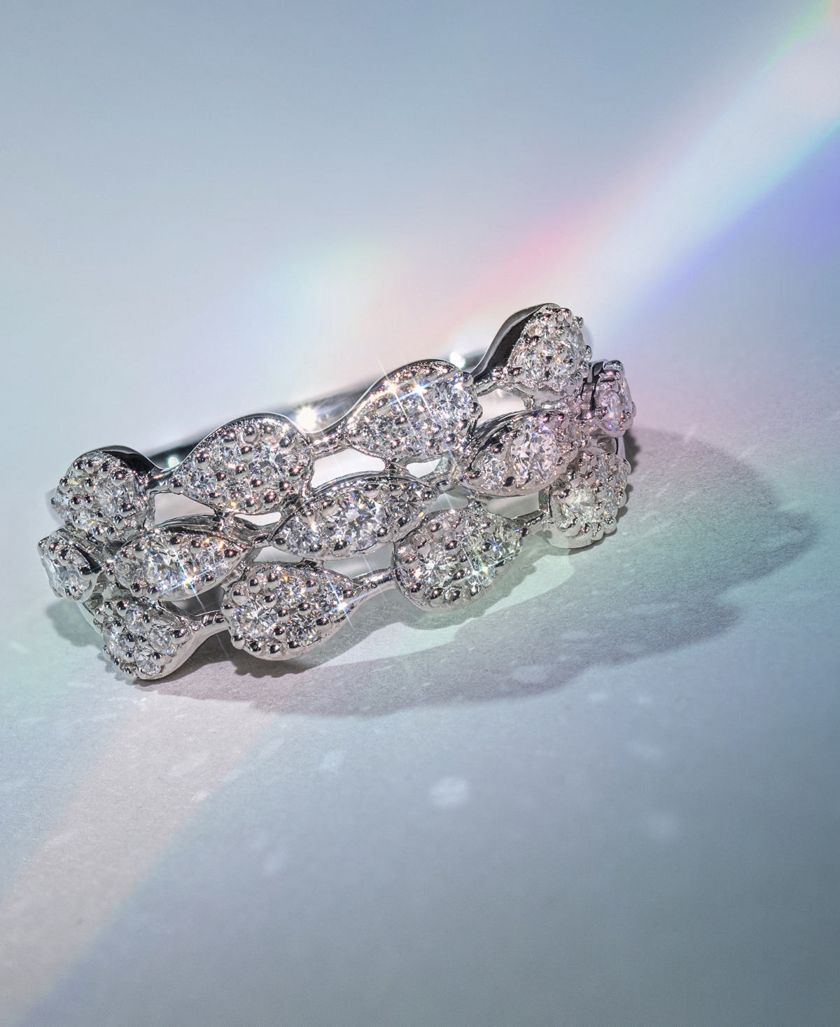 Le Vian Vanilla Diamond Pear Mini Cluster Triple Row Ring (5/8 ct. t.w.) in Platinum