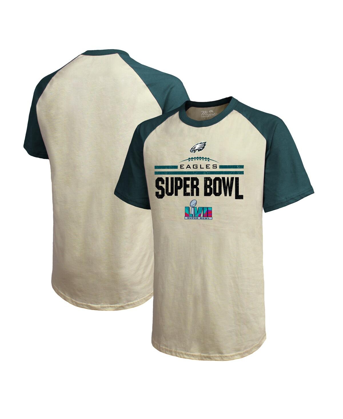 Men's Majestic Threads Midnight Green Philadelphia Eagles Super Bowl Lvii Goal Line Stand Raglan T-shirt - Midnight Green