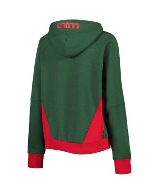 Women's Green Minnesota Wild Wishbone Half-Zip Hoodie