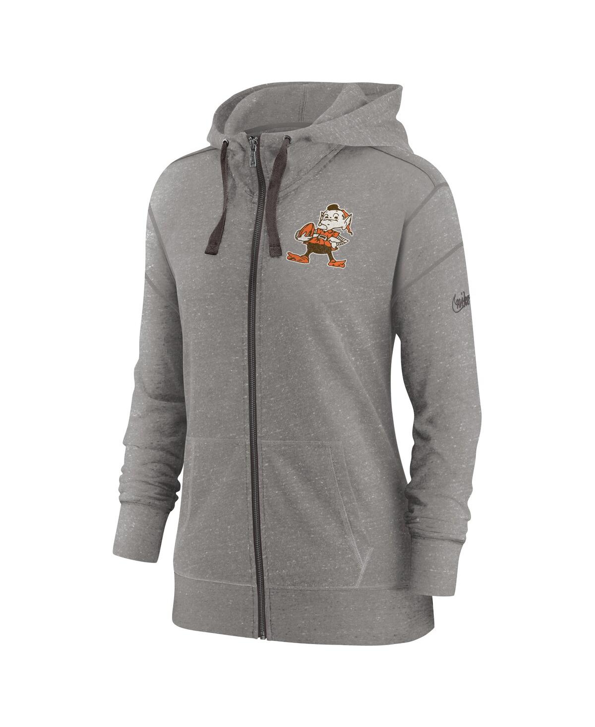 Nike Heather Charcoal Cleveland Browns Gym Vintage Full-zip Hoodie In Heather Charcoal