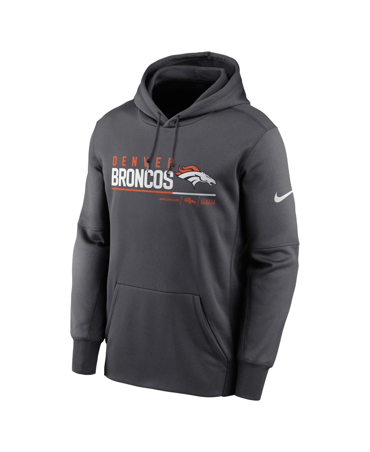 Shop Nike Men's  Anthracite Denver Broncos Prime Logo Name Split Pullover Hoodie