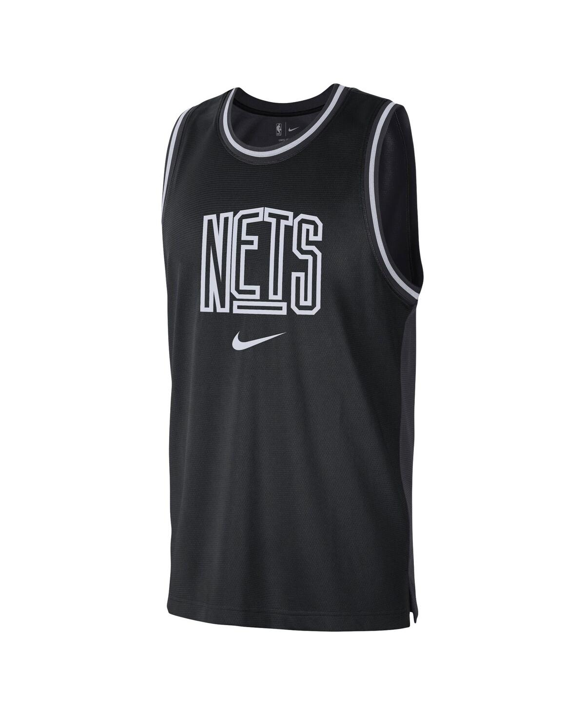 Shop Nike Men's  Black, Anthracite Brooklyn Nets Courtside Versus Force Split Dna Performance Mesh Tank To In Black,anthracite