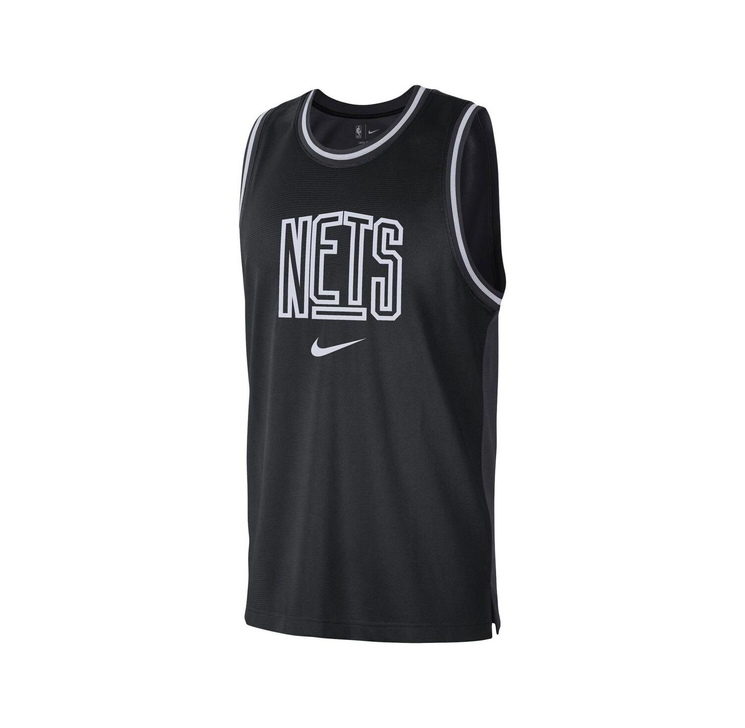 Men's Black, Anthracite Brooklyn Nets Courtside Versus Force Split DNA Performance Mesh Tank Top