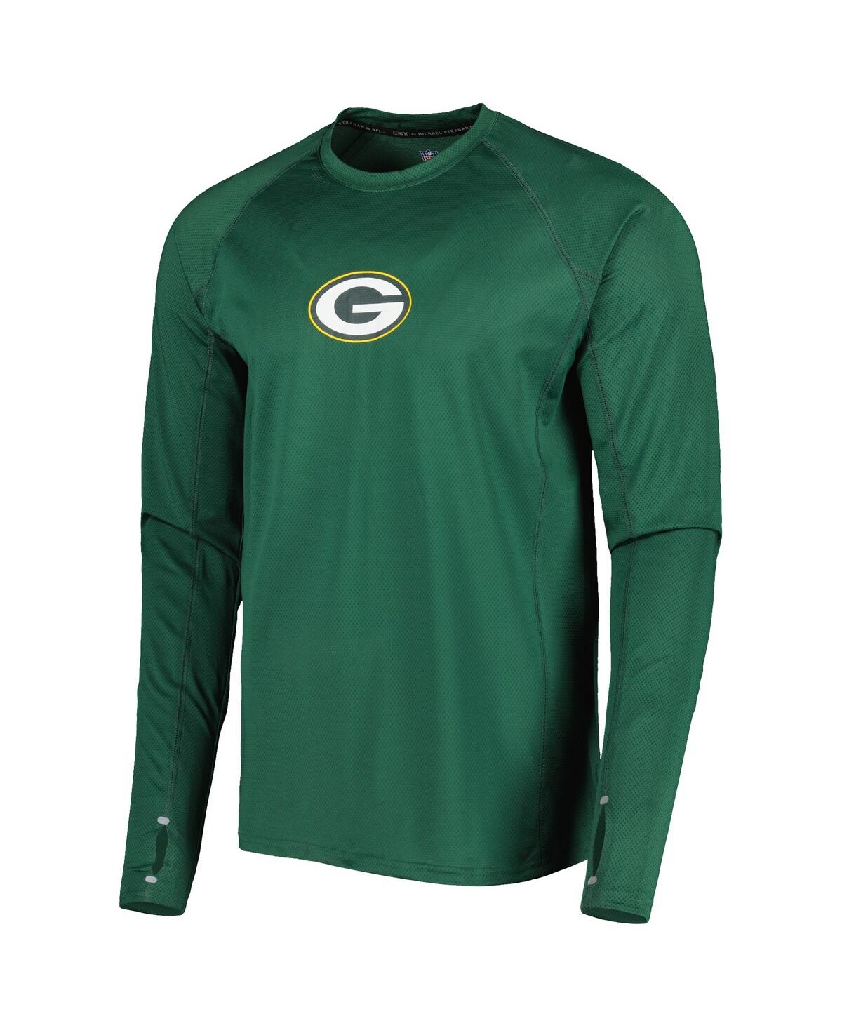 Shop Msx By Michael Strahan Men's  Green Green Bay Packers Interval Long Sleeve Raglan T-shirt