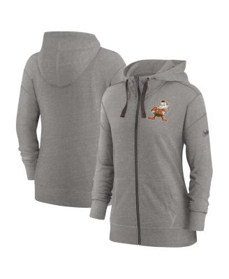 Women's Heather Charcoal Cleveland Browns Gym Vintage-Inspired Full-Zip Hoodie