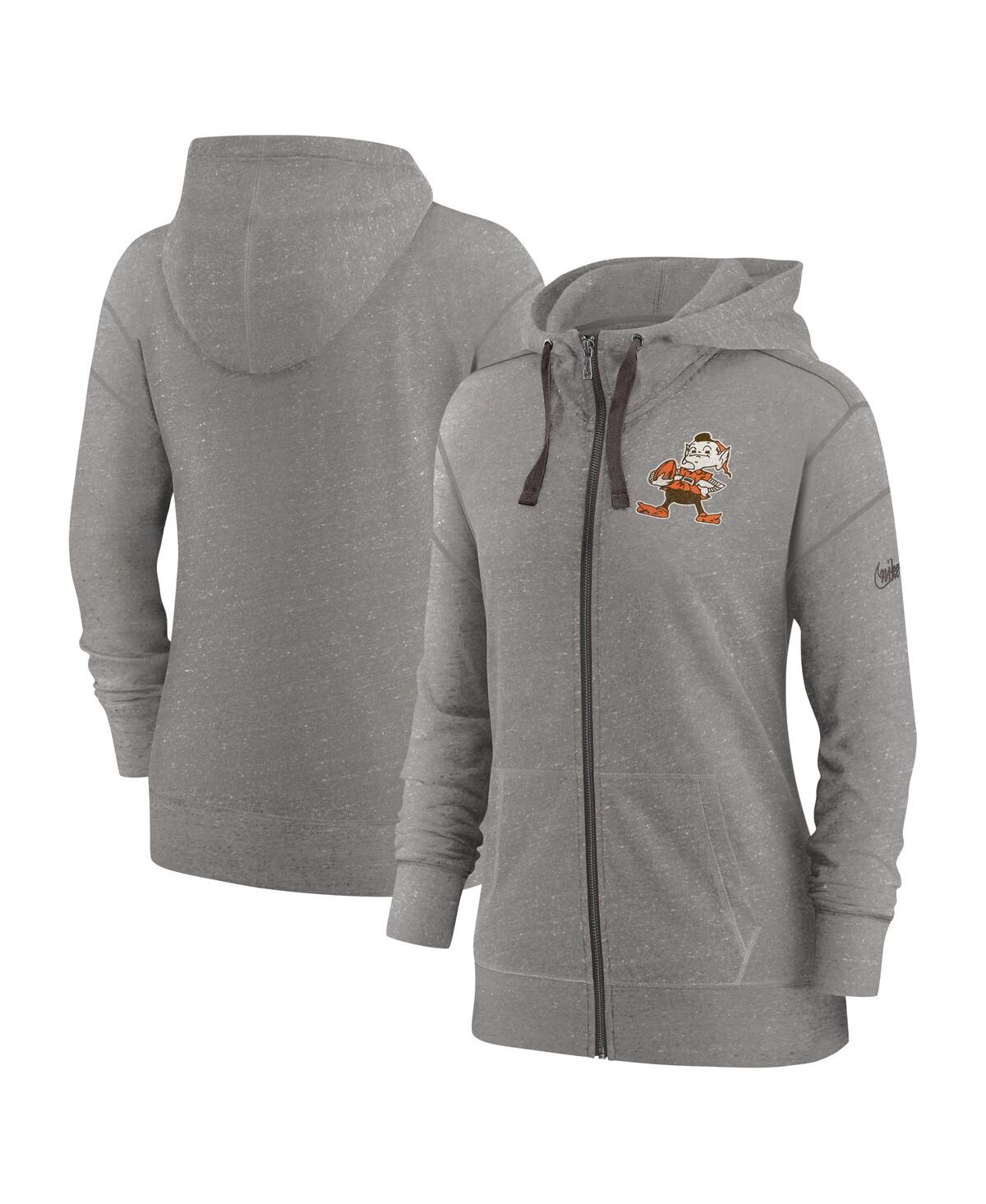 Nike Heather Charcoal Cleveland Browns Gym Vintage Full-zip Hoodie In Heather Charcoal