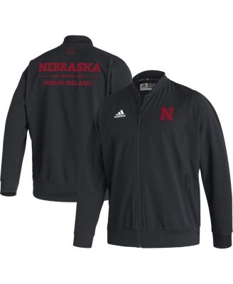 Men's Black Nebraska Huskers Ireland Sideline Woven Full-Zip Bomber Jacket