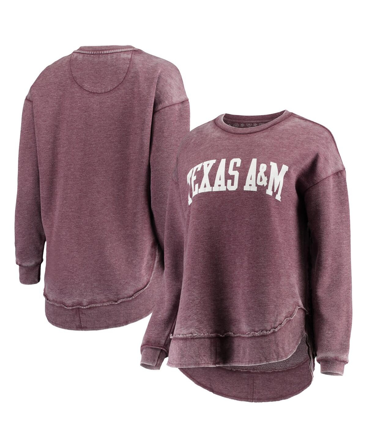 PRESSBOX WOMEN'S PRESSBOX MAROON TEXAS A&M AGGIES VINTAGE-LIKE WASH PULLOVER SWEATSHIRT 