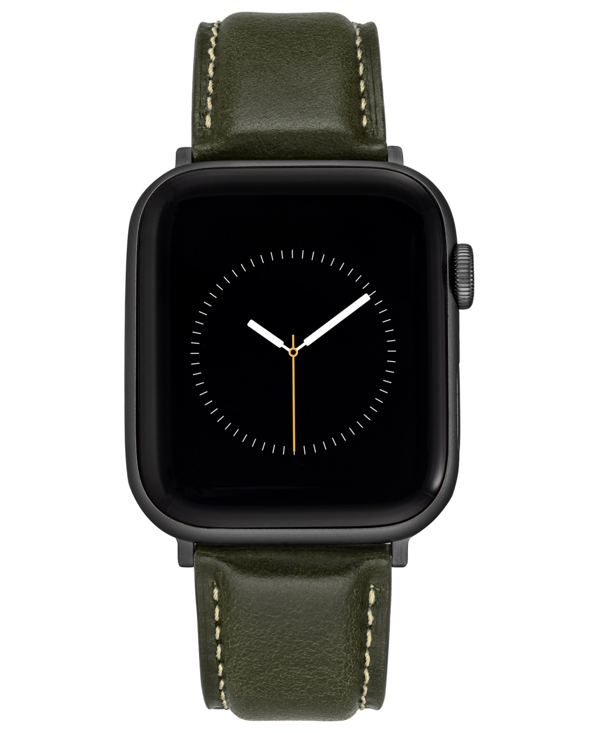 Withit Dark Green Smooth Leather Strap With Contrast Stitching And Gunmetal Gray Stainless Steel Lug