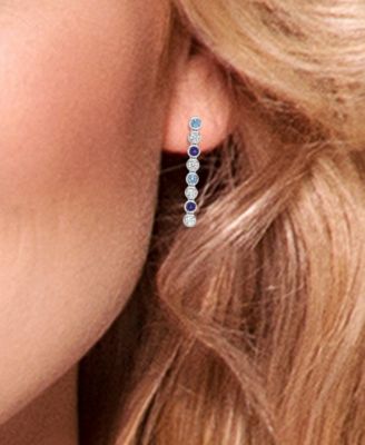 Multi-Gemstone Bezel Drop Earrings in Sterling Silver