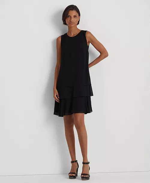 women's crinkle georgette shift dress