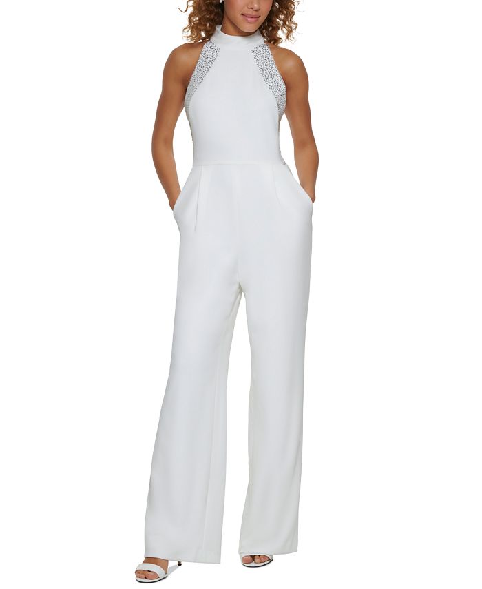 Calvin Klein Women's Rhinestone-Beaded Halter-Neck Jumpsuit & Reviews -  Pants & Capris - Women - Macy's