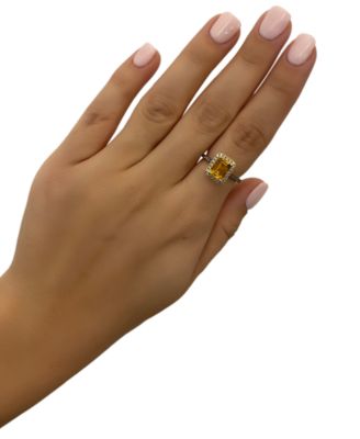 Deep Sea Blue Topaz (1-5/8 ct. t.w.) & Diamond (3/8 ct. t.w.) Halo Ring in 14k Rose Gold (Also in Amethyst & Citrine)