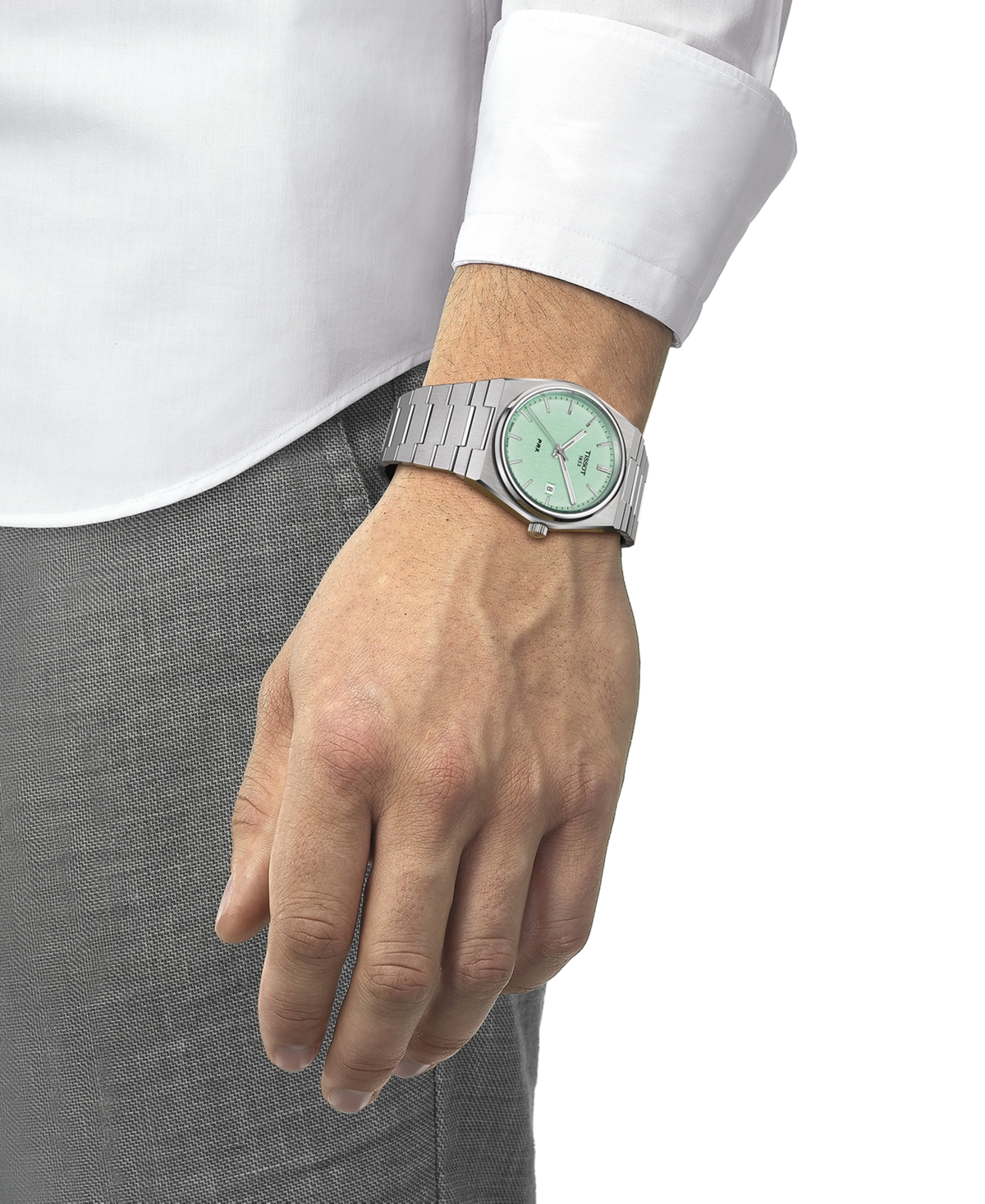 Shop Tissot Men's Swiss Prx Stainless Steel Bracelet Watch 40mm In Grey