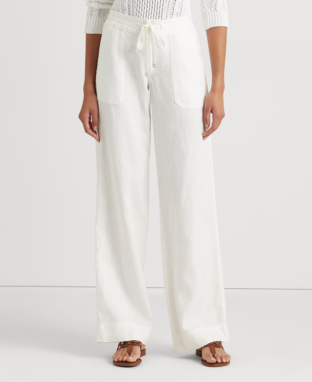 Ralph Lauren Wide-leg Linen Pants In White