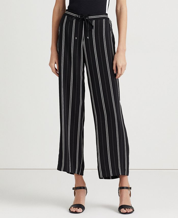 Lauren Ralph Lauren Women's Striped Satin Ankle Pants - Macy's