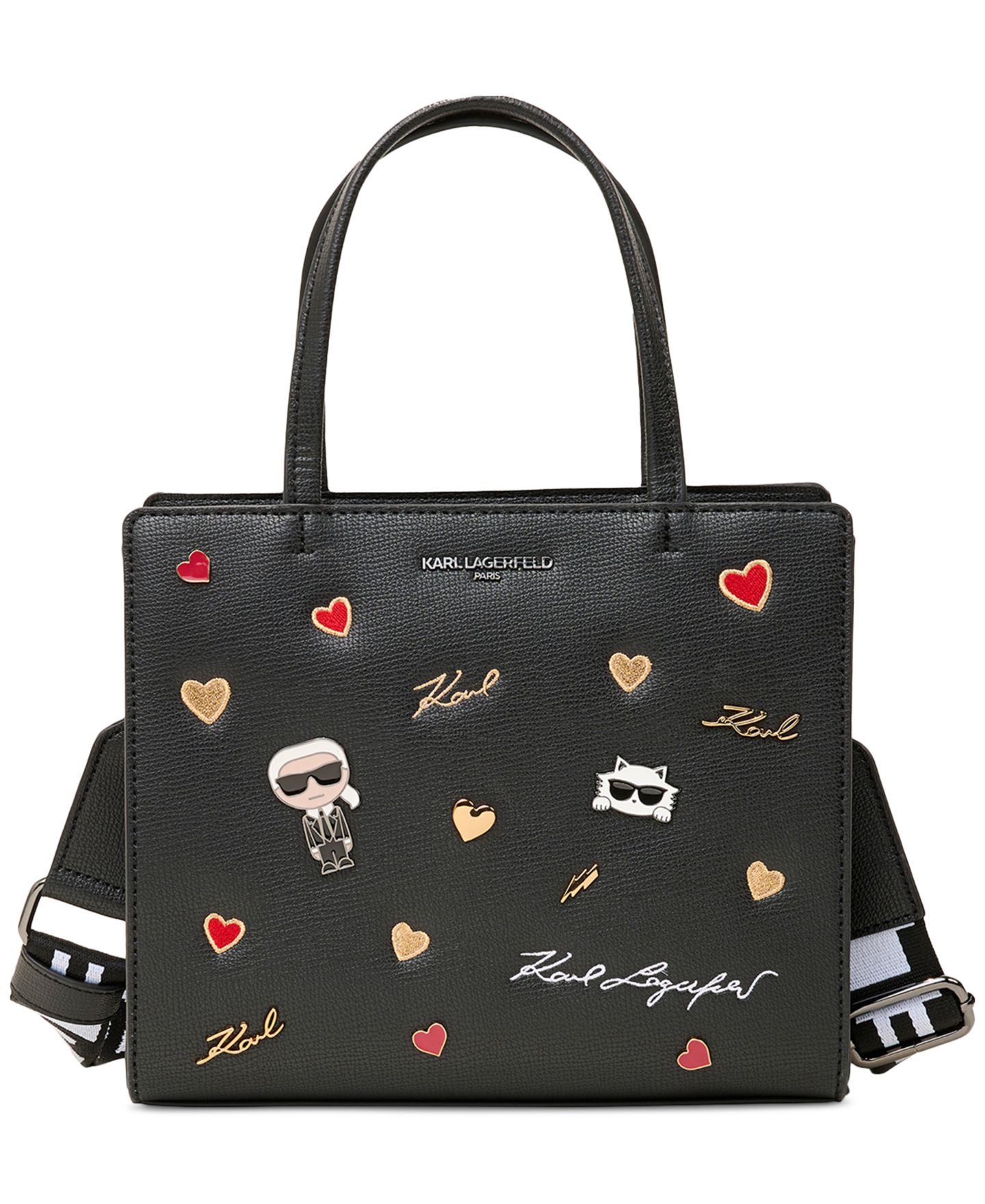 Женская сумка KARL LAGERFELD PARIS Maybelle Satchel with Cate Pins, цвет: Разноцветный / Чёрный — фото 1