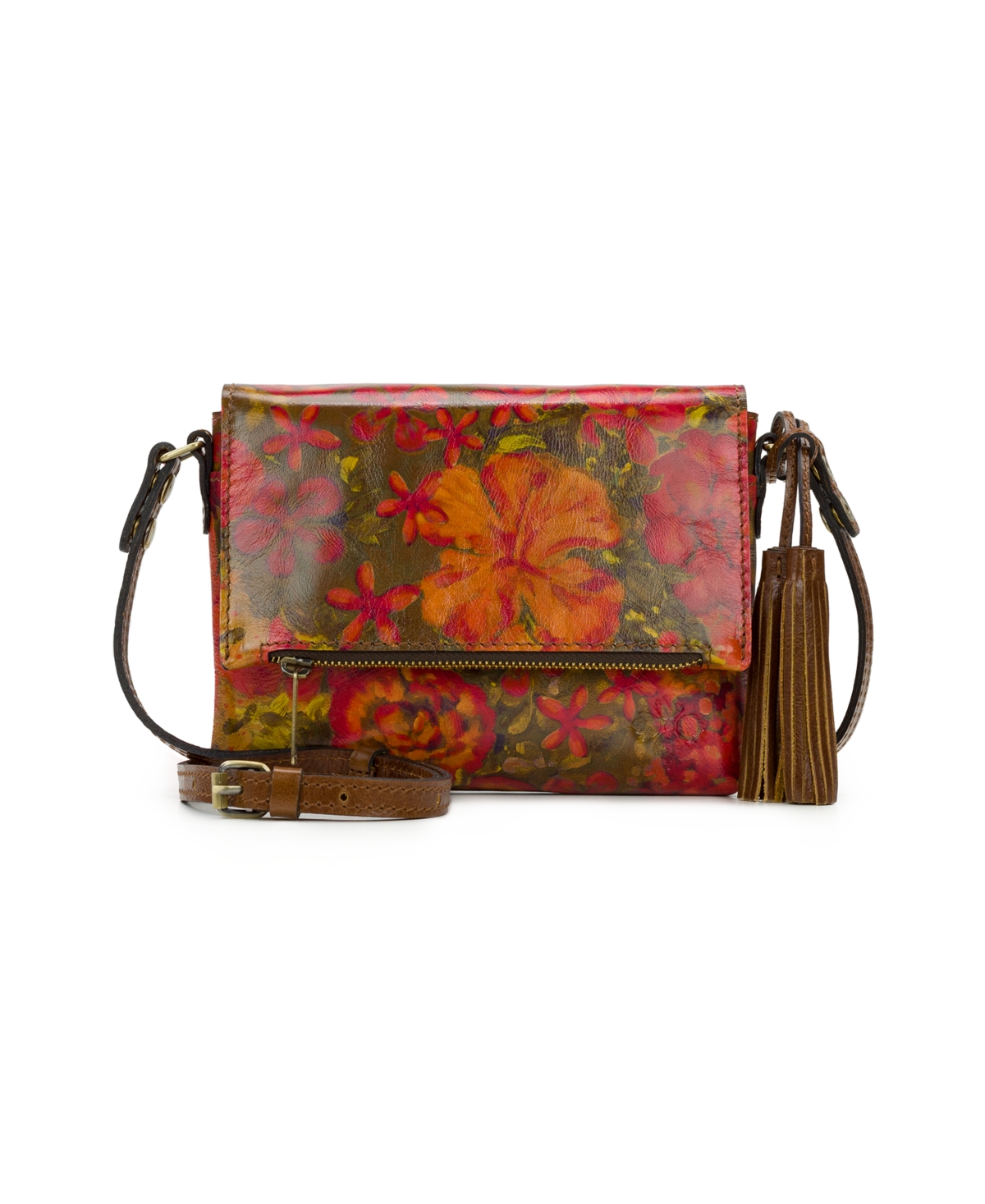 Patricia Nash Corfu Small Leather Crossbody Bag In Floral Oil Painting