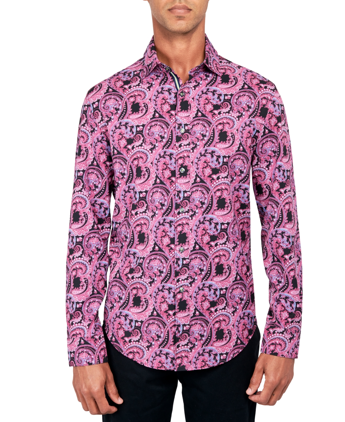 Society Of Threads Men's Regular-fit Non-iron Performance Stretch Paisley Button-down Shirt In Red