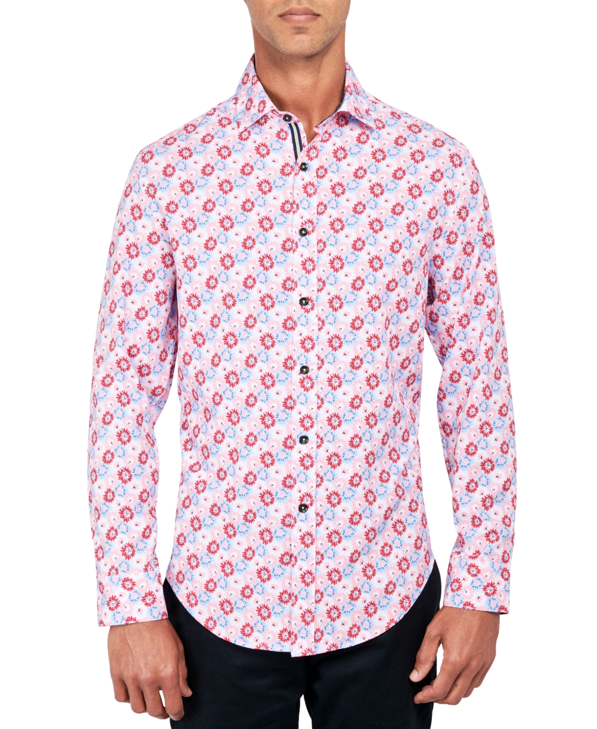 Shop Society Of Threads Men's Regular-fit Non-iron Performance Stretch Flower-print Button-down Shirt In Pink