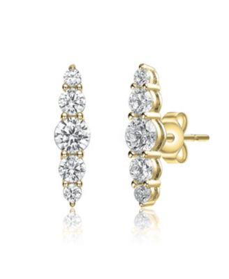 Sterling Silver Cubic Zirconia 5-Stone Linear Journey Earrings