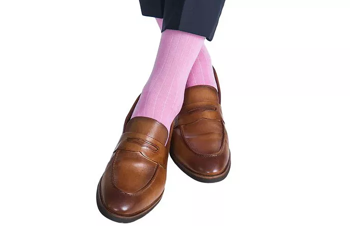 Men's Jasper Mercerized Cotton Ribbed Mid-Calf Solid Color Socks - thumbnail 2