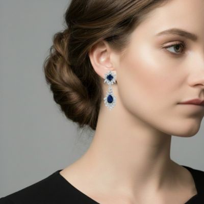 Sterling Silver Two Stone Cubic Zirconia Dangling Earrings