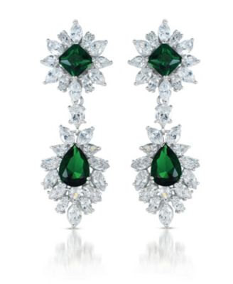 Sterling Silver Two Stone Cubic Zirconia Dangling Earrings