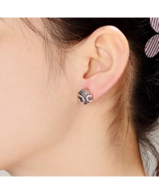 Cubic Zirconia 18K Rose Gold Plated and Black Plated Stud Earrings For Women