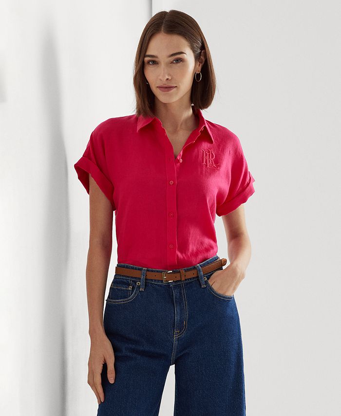 Lauren Ralph Lauren Women's Linen Short-Sleeve Shirt - Macy's