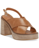 Lucky Brand Women's Delmie Slingback Stacked Platform Sandals - Tan