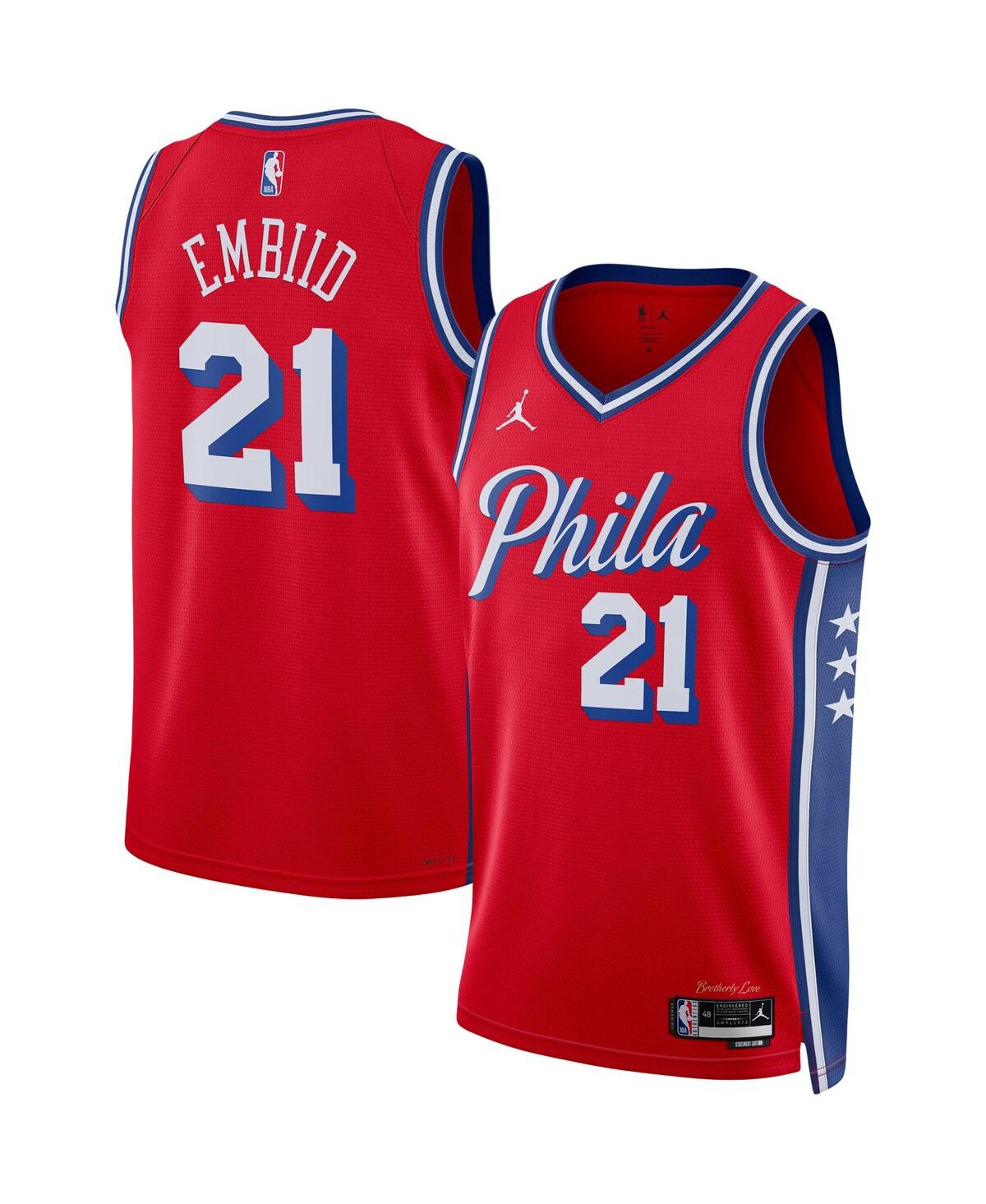 Men's Jordan Joel EmbiidPhiladelphia 76ers 2022/23 Statement Edition Swingman Jersey - Red