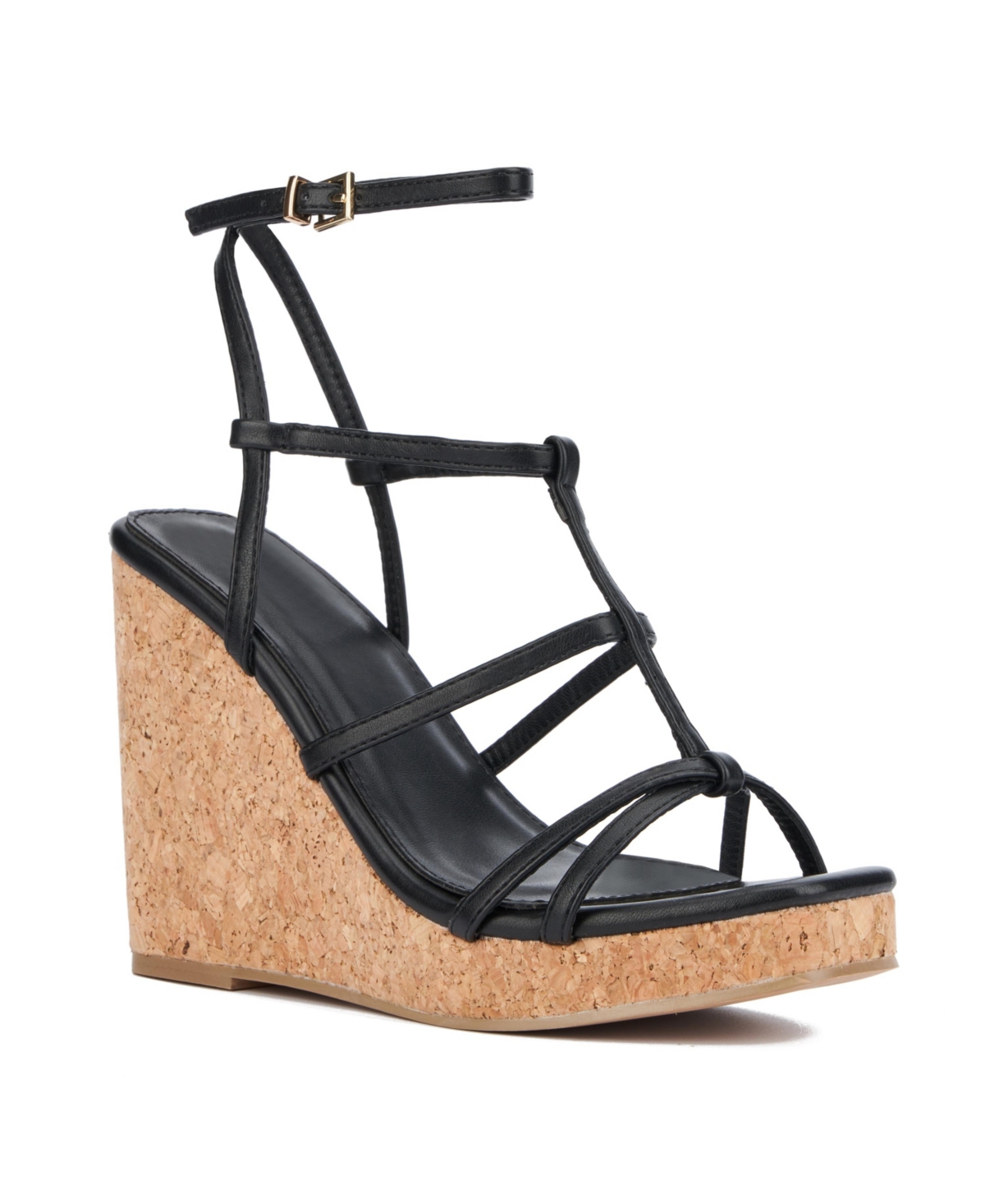 New York And Company Abla Platform Wedge Sandal In Black