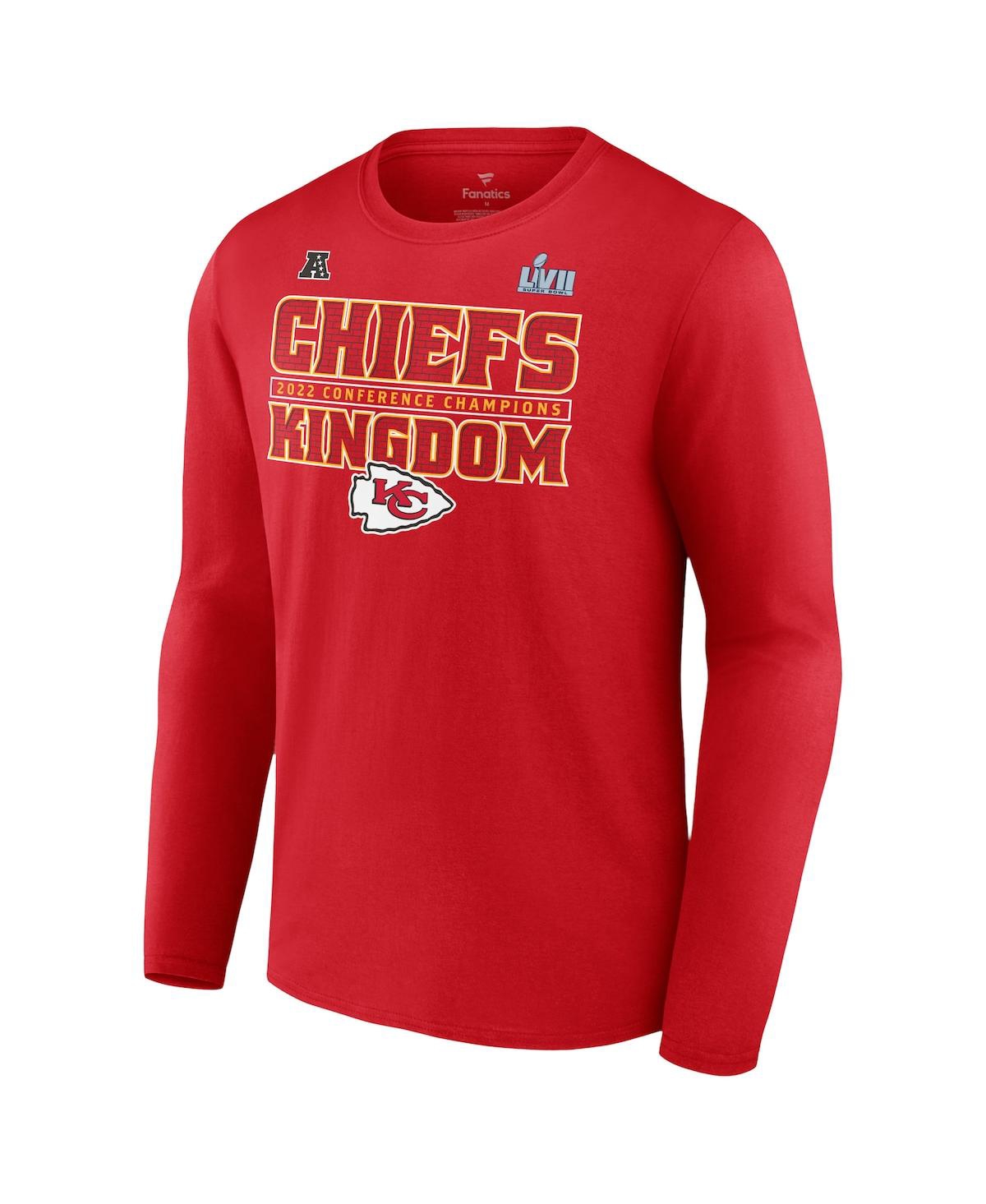 Shop Fanatics Men's  Red Kansas City Chiefs 2022 Afc Champions Team Slogan Long Sleeve T-shirt