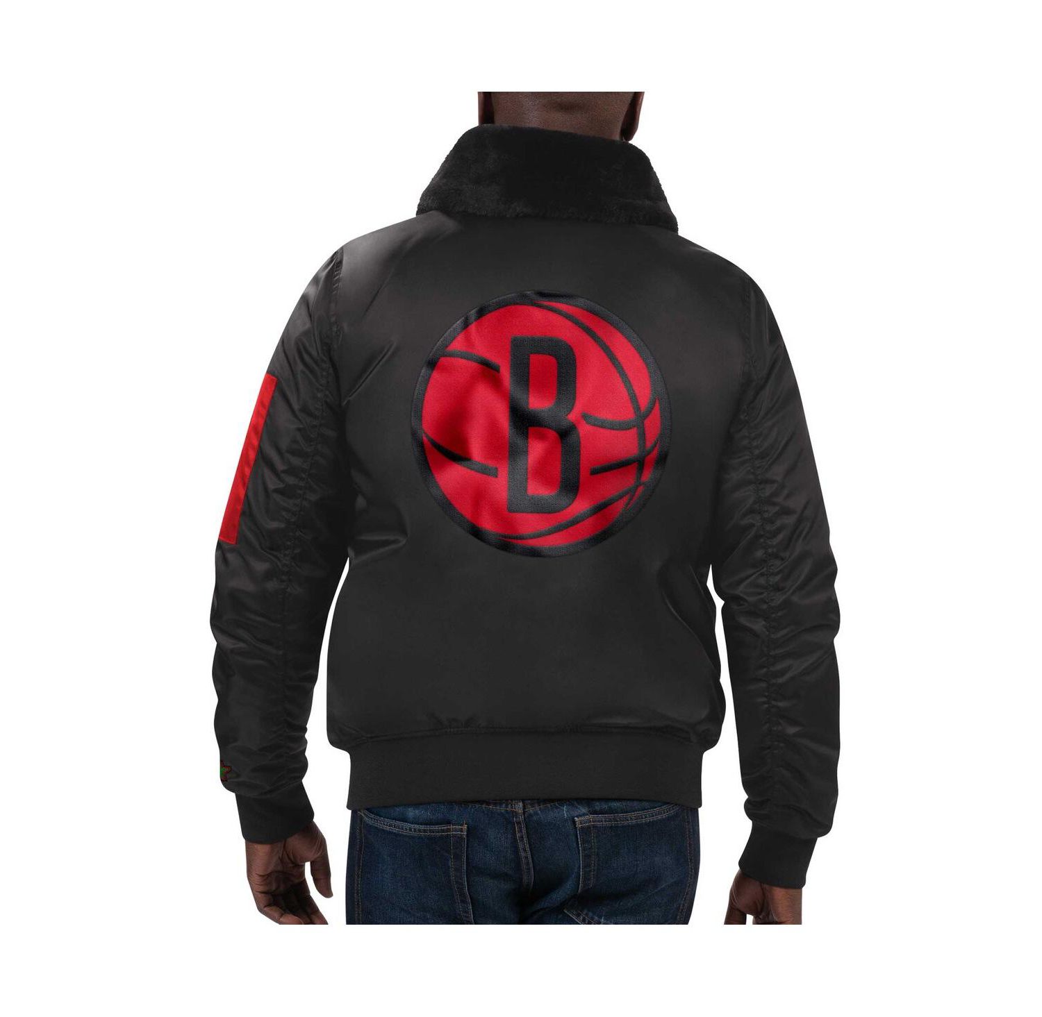 Men's x Ty Mopkins Black Brooklyn Nets Black History Month Satin Full-Zip Jacket