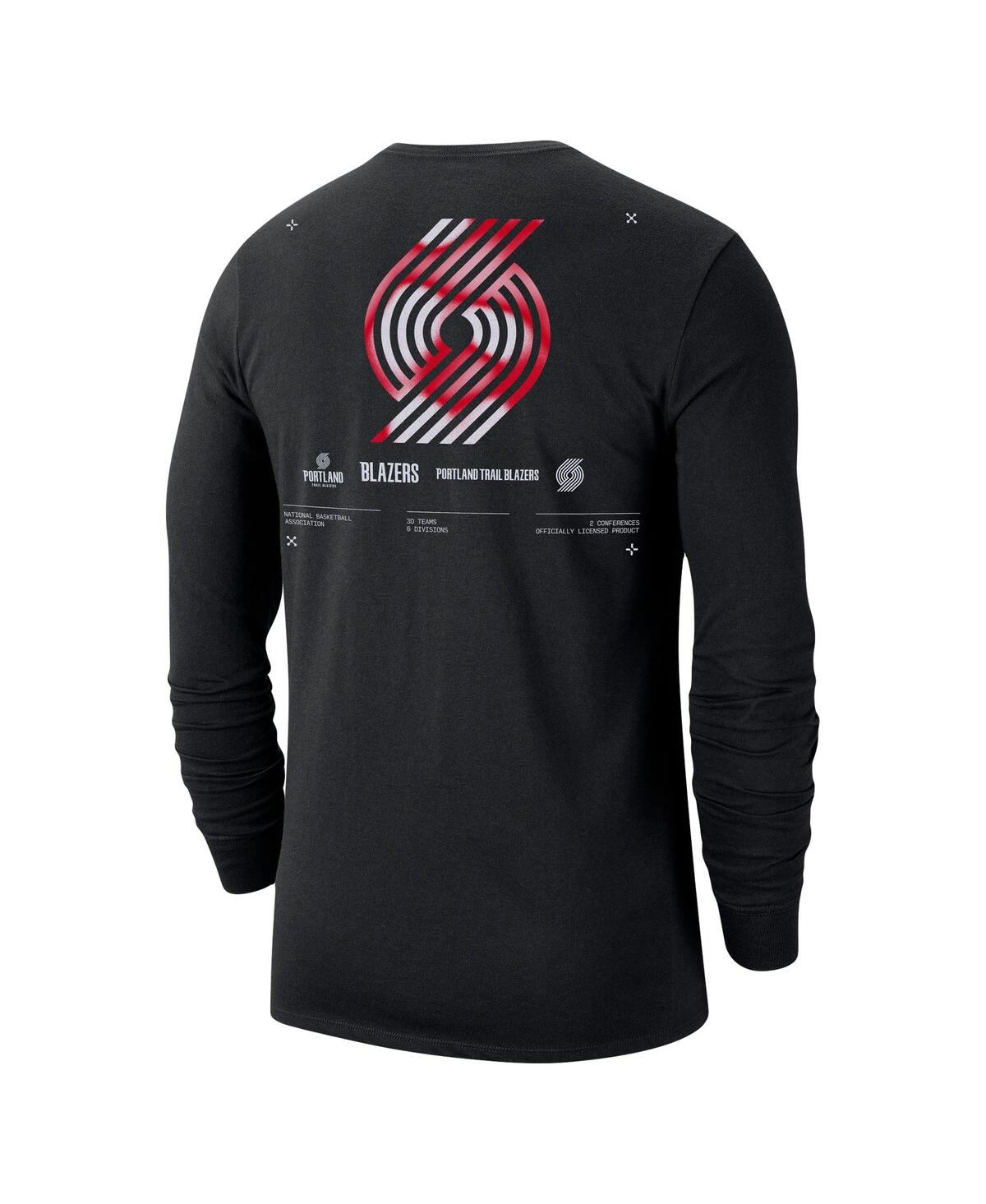 Shop Nike Men's  Black Portland Trail Blazers Essential Air Traffic Control Long Sleeve T-shirt