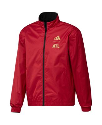 Men's Black and Red Atlanta United FC 2023 On-Field Anthem Full-Zip Reversible Team Jacket