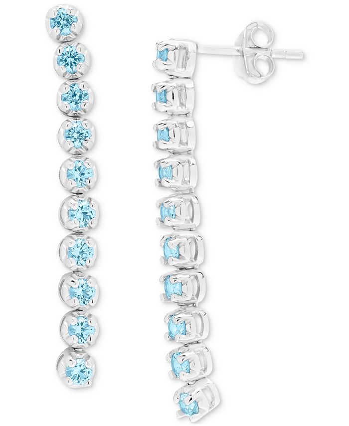 Macy s Lab Grown Aquamarine Linear Drop Earrings 1 1 5 ct. t.w