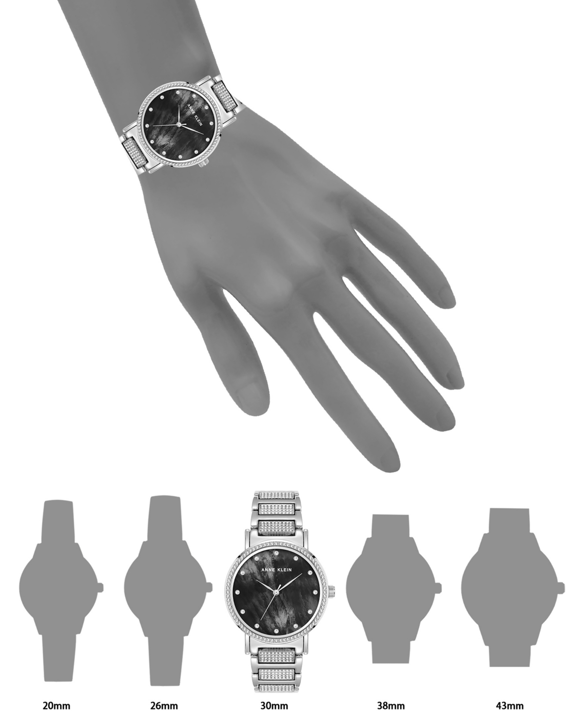 Shop Anne Klein Women's Three Hand Quartz Silver-tone Alloy Watch, 36mm