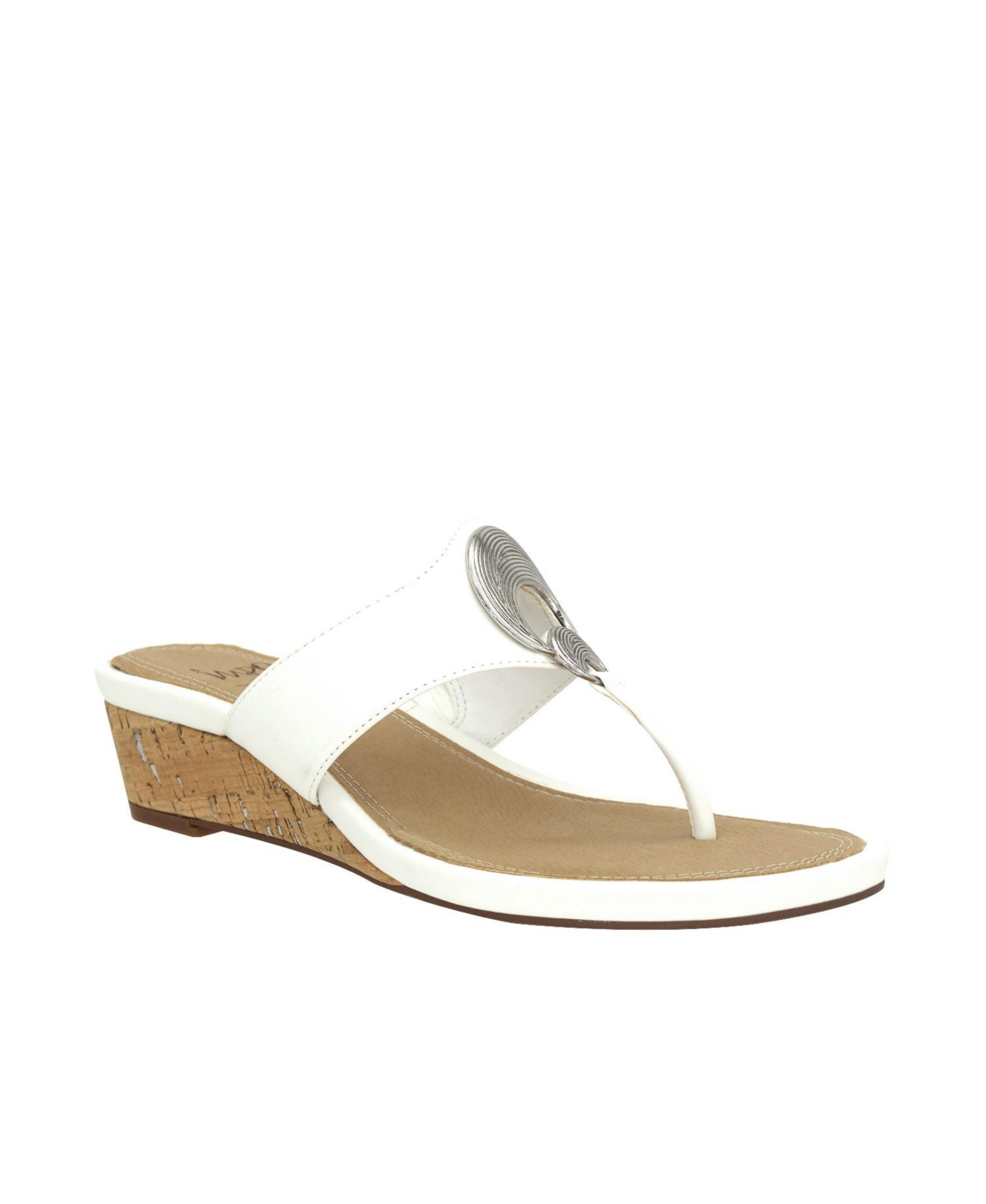 Women's Rocco Ornamented Thong Wedge Sandals - White