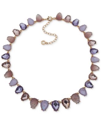 Anne Klein - Gold-Tone Purple Tonal Mixed Stone All-Around Collar Necklace, 16" + 3" extender
