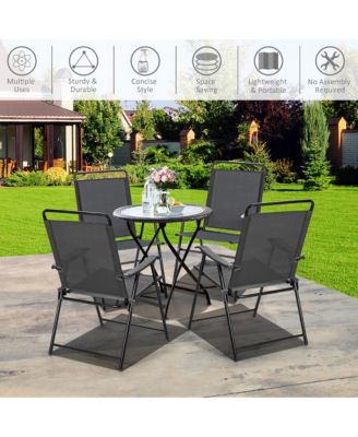 4PCS Outdoor Patio Folding Chair W/Armrest Portable Camping Lawn Garden