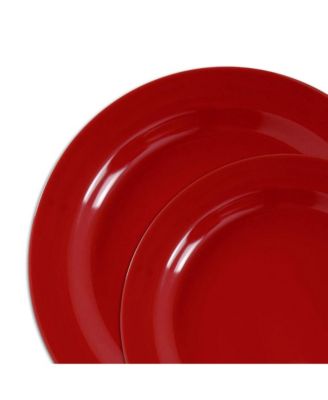 Solid Red Holiday Round Disposable Plastic Dinnerware Value Set (120 ...
