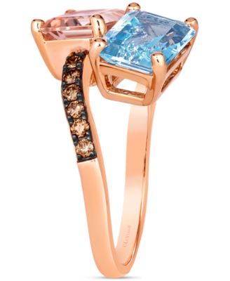 Multi-Gemstone (3-5/8 ct. t.w.) & Diamond (1/5 ct. t.w.) Bypass Ring in 14k Rose Gold