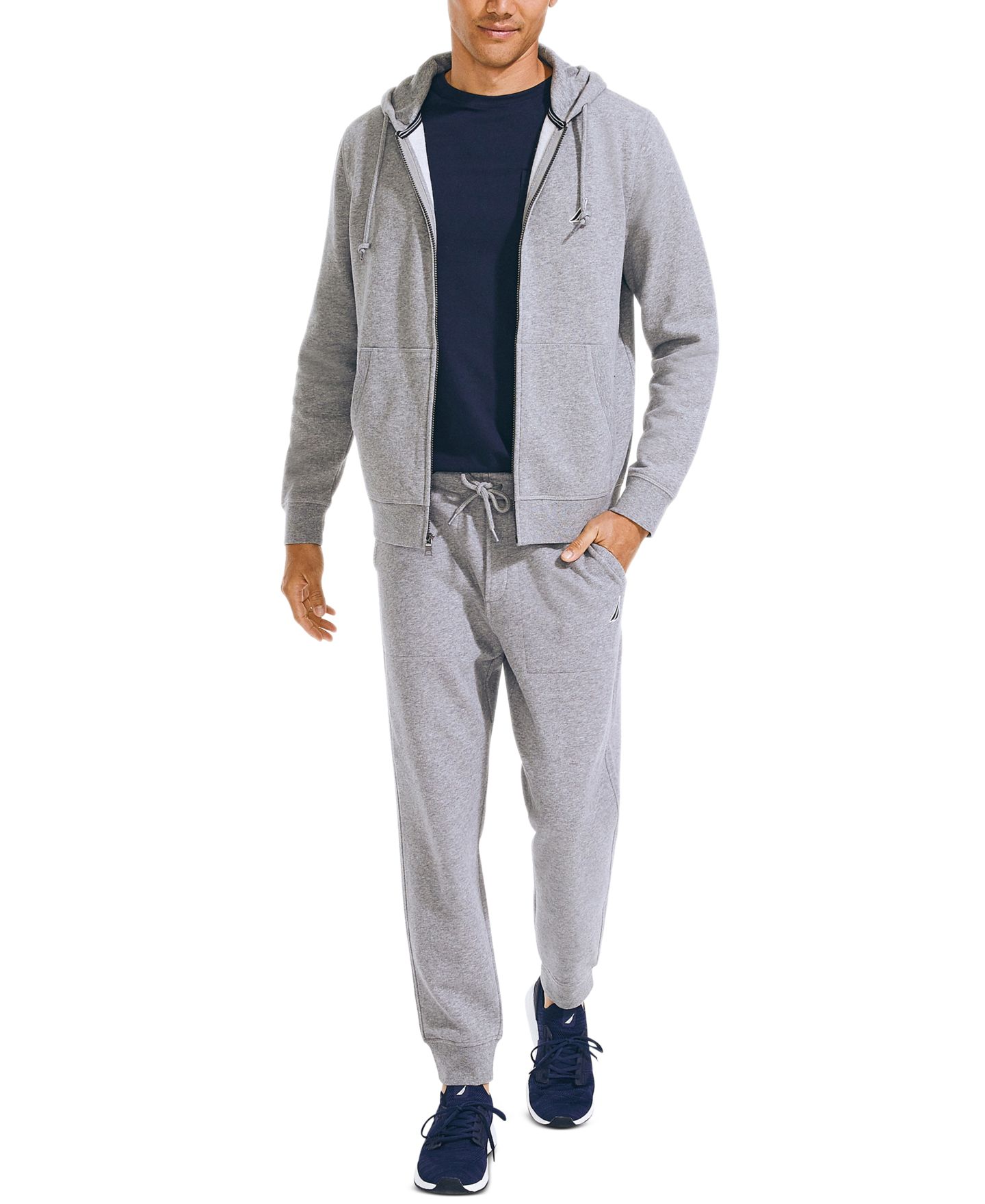 Мужское худи Nautica Classic-Fit Super Soft Knit Fleece Zip, цвет: Каменный серый — фото 4