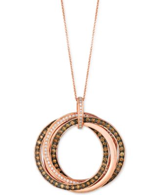 Le Vian - Chocolate Diamond (1-5/8 ct. t.w.) & Vanilla Diamond (1/2 ct. t.w.) Circle Swirl 18" Pendant Necklace in 14k Rose Gold