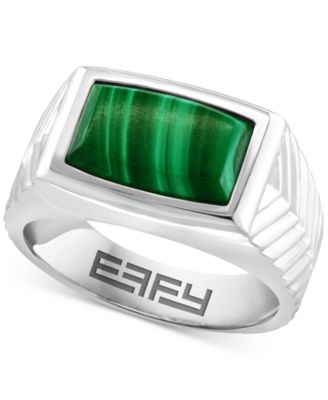 Deals Mens sterling silver malachite ring