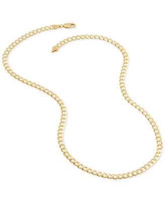 Polished Solid Flat Curb Link 22" Chain Necklace in 14k Gold-Plated Sterling Silver &&nbsp;Sterling Silver 